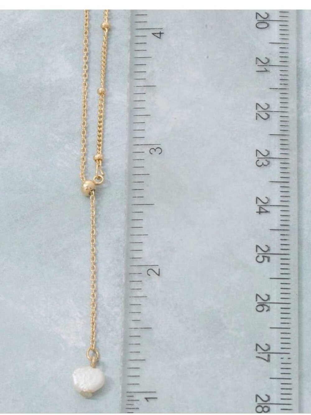 Pearl Charm Lariat Chain Necklace - Picture 2 of 2